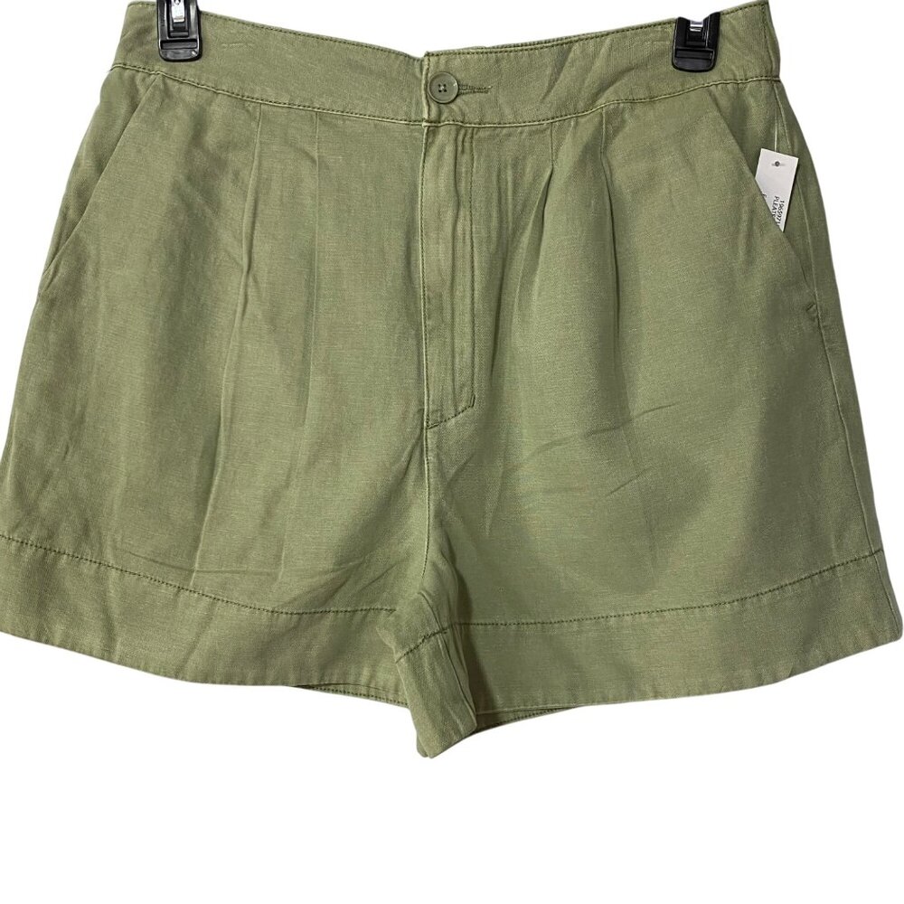Joie$158 Womens High-Waisted Pleated Shorts Cotton Blend Xl NWT